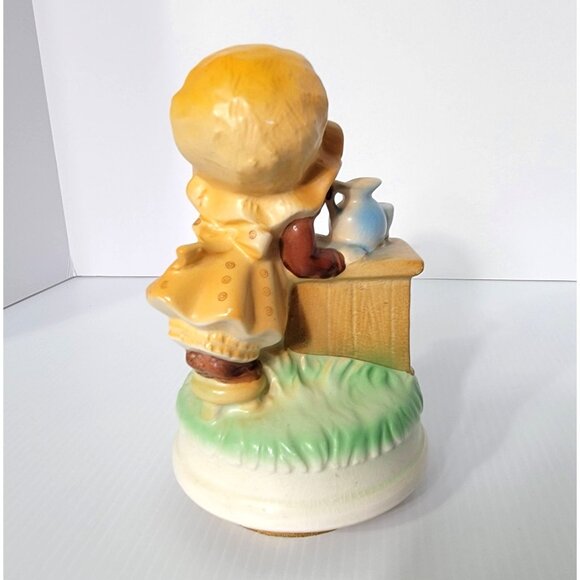 Bonnet Girl Lemonade Stand Rotating Music Box Vintage 70's Fred Roberts - Picture 4 of 9